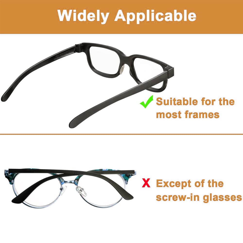 Clear silicone half-moon nose pads on eyewear