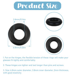 Close-up of silicone hinge rings for eyeglasses