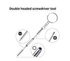 Tweezers, cleaning cloth and small tools in eyeglass repair kit