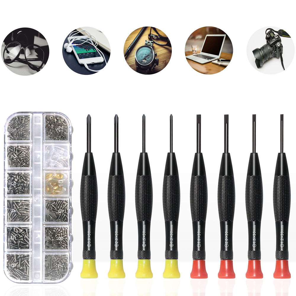 Complete glasses repair kit suitable for most frames