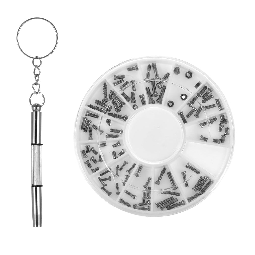 120 piece eyeglass repair kit with screws and case