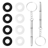 Eyeglass repair kit with screws and 3-in-1 screwdriver (black and white ear grips)