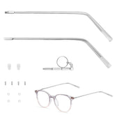 Silver eyeglass replacement arm with transparent legs