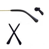 Black silicone eyeglass temple tips for flat metal temples