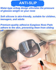 Strong adhesive backing on silicone eyeglass nose pads