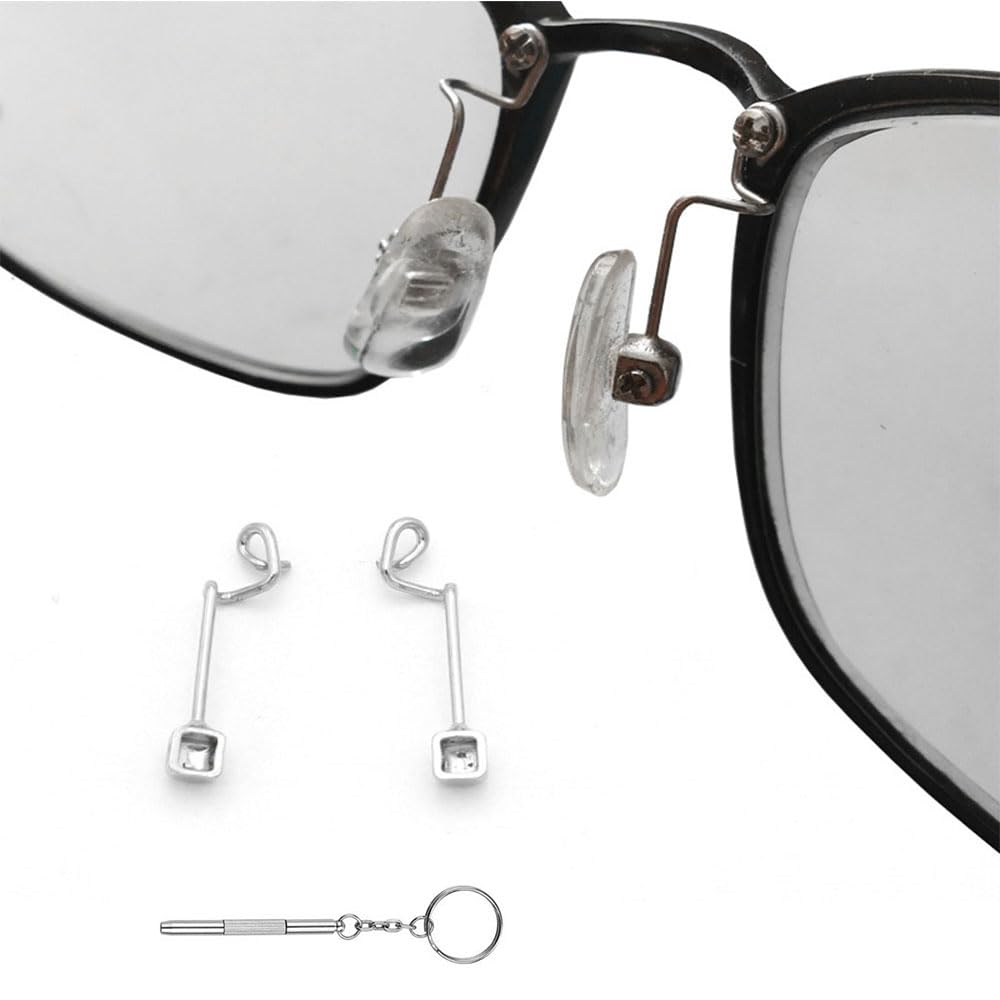 Silver steel eyeglasses nose bridge arms - front view