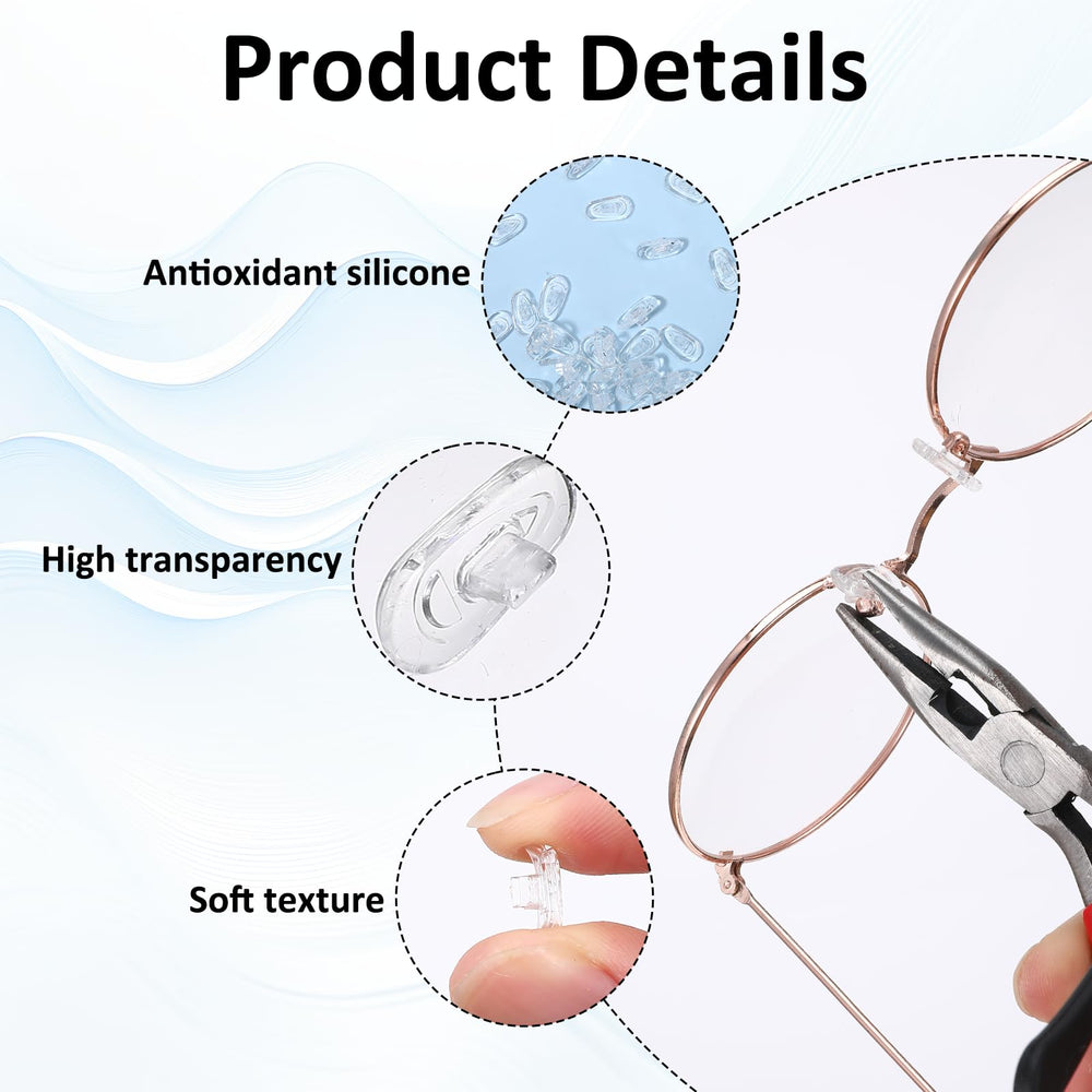 Non-slip replacement nose pads for plastic frames and sunglasses