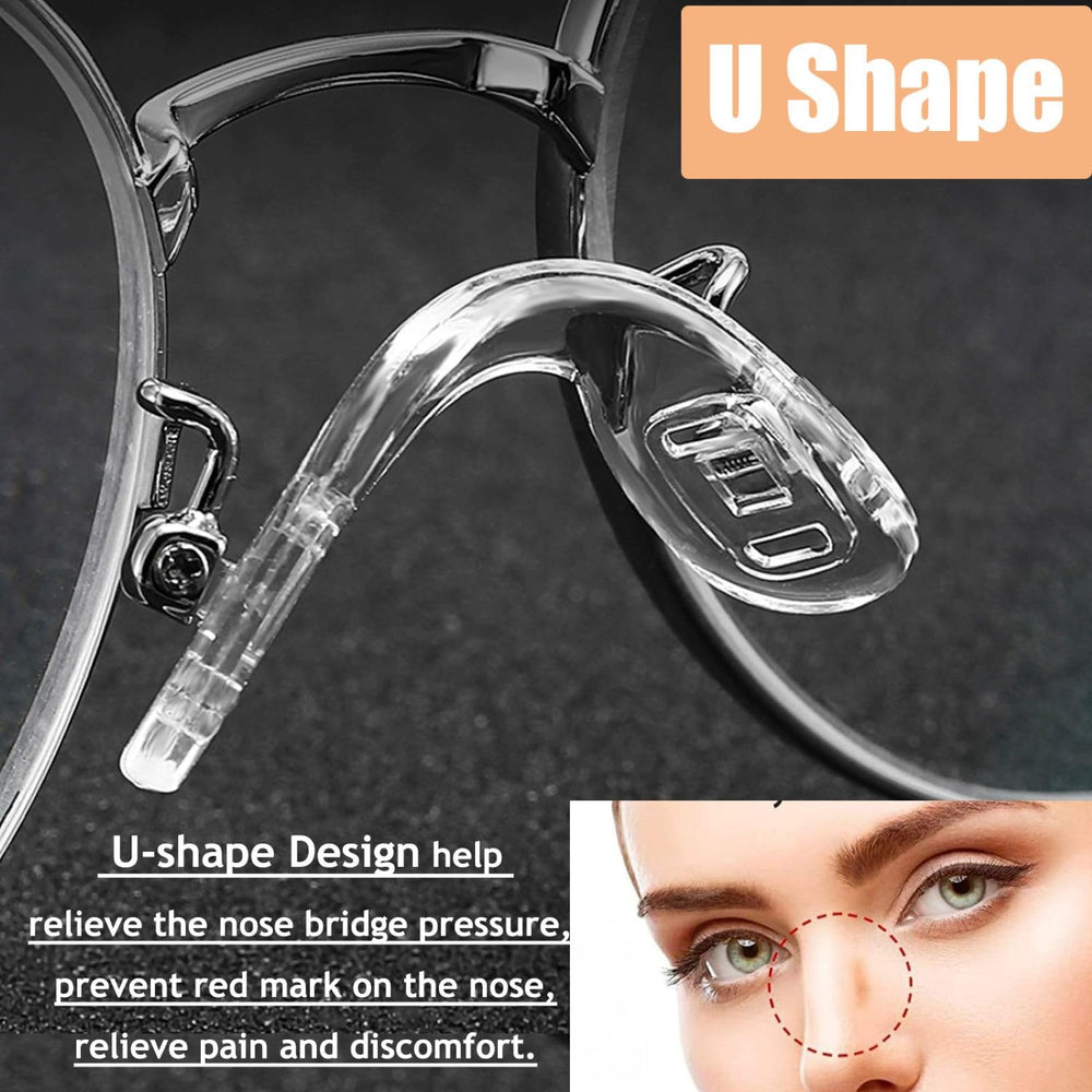 Close-up of U-shaped screw-in nose pads