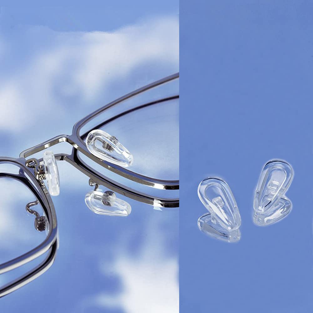 Soft silicone screw-in nose pads for eyeglasses, 14mm, 5 pairs