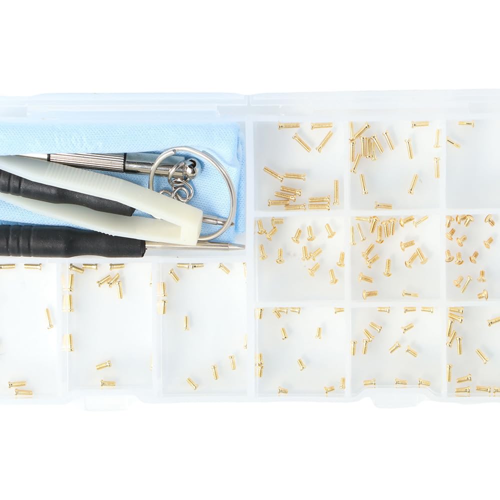 Assorted screws in different lengths for glasses