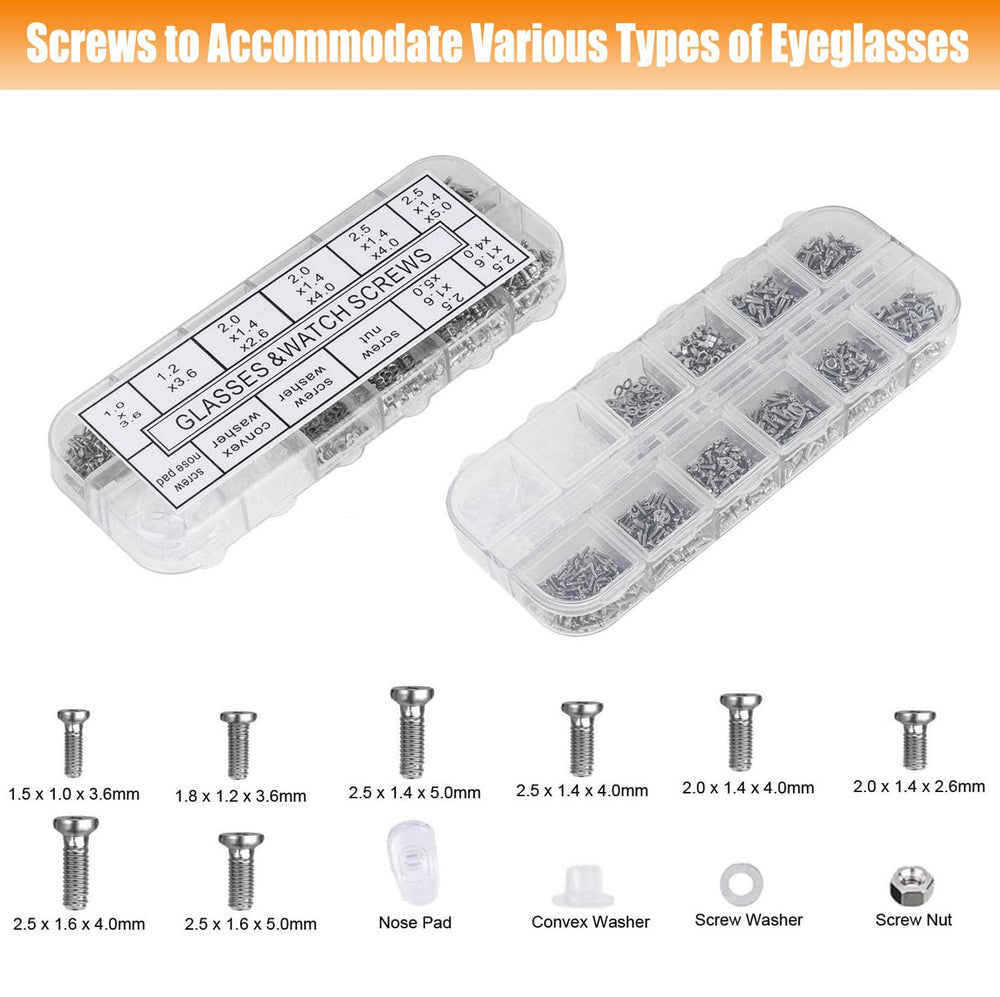 Nose pads and screws for eyeglasses