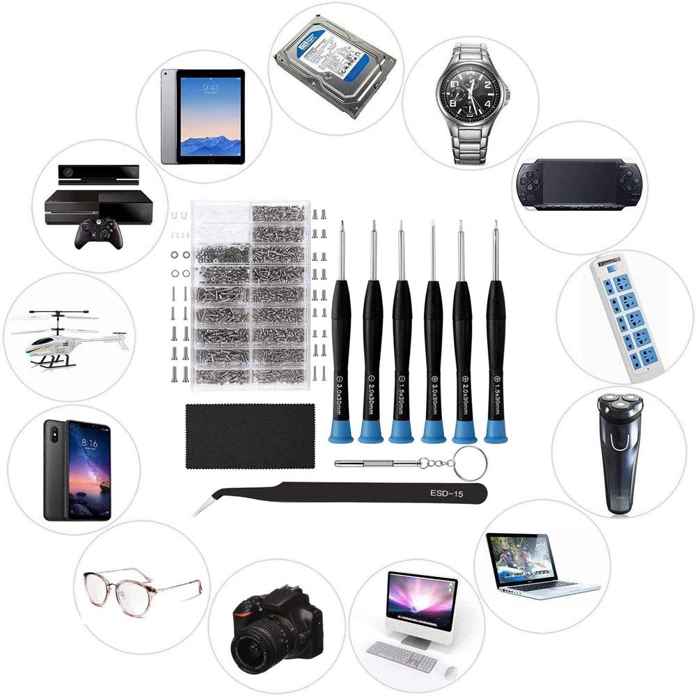 Compact eyeglasses repair kit stored in a transparent box