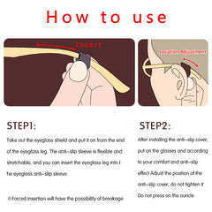 Soft silicone anti-slip eyeglass holders in black and transparent