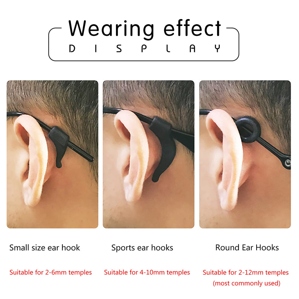 Fits most glasses: sunglasses and reading glasses with silicone ear grips