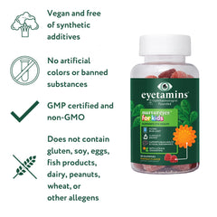 Ingredient and nutrition label graphic for Nurtureyes gummies