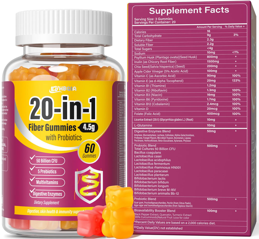 Front view of EYHBQIA Fiber Gummies for Women bottle