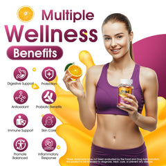 Probiotic 50B CFU and prebiotic fiber illustration for EYHBQIA gummies