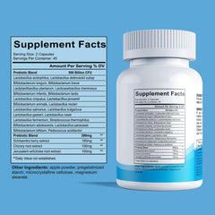 Close-up of EYSOOGE Probiotics capsules showing 90-count bottle