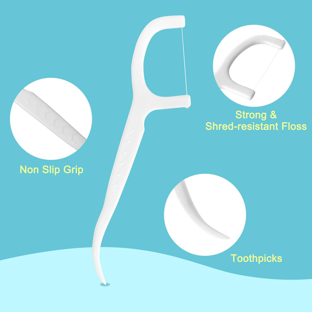Mini travel-size floss picks shown in their individual wrappers