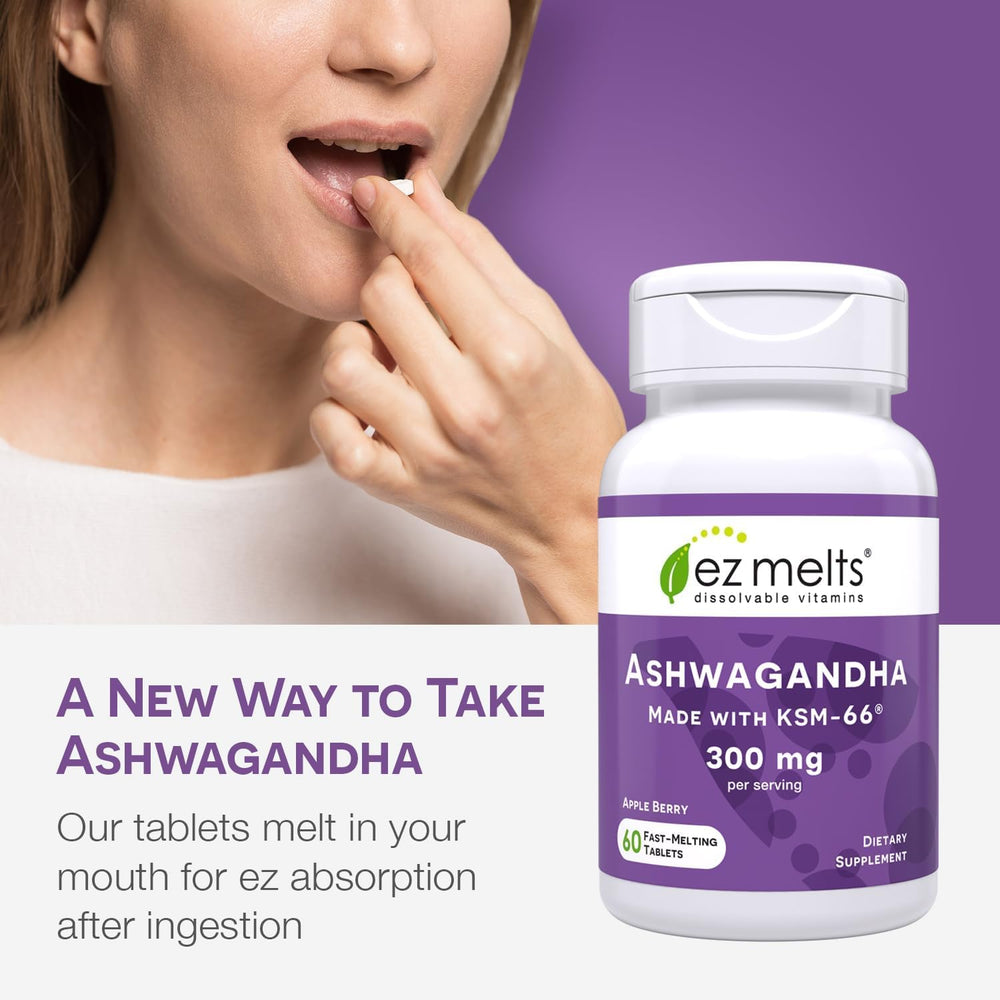 EZ Melts Ashwagandha Apple Berry flavor packaging