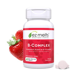EZ Melts B-Complex bottle label showing methyl B12 and methyl folate