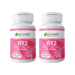 EZ Melts B12 bottle close-up highlighting cherry flavor and sugar-free formula