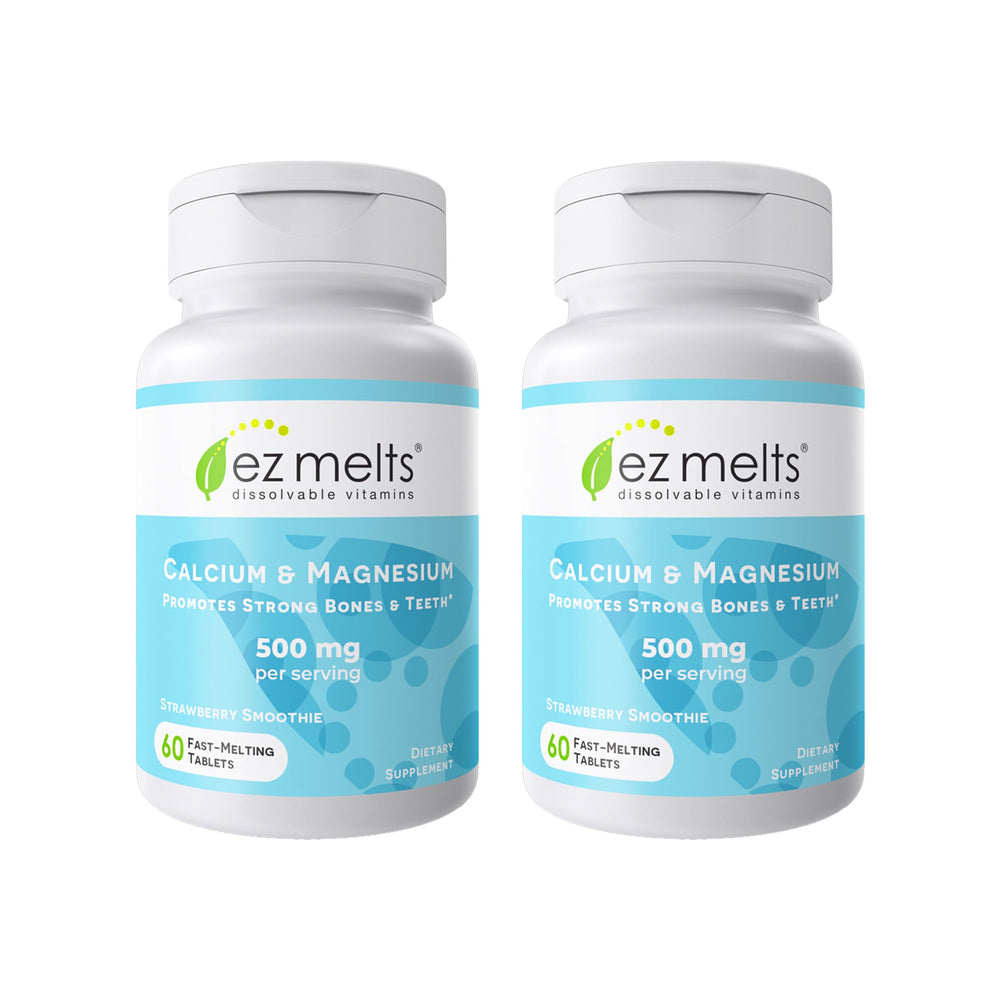 EZ Melts calcium magnesium vitamin D3 dissolvable tablet sugar-free 1-month supply 2-pack