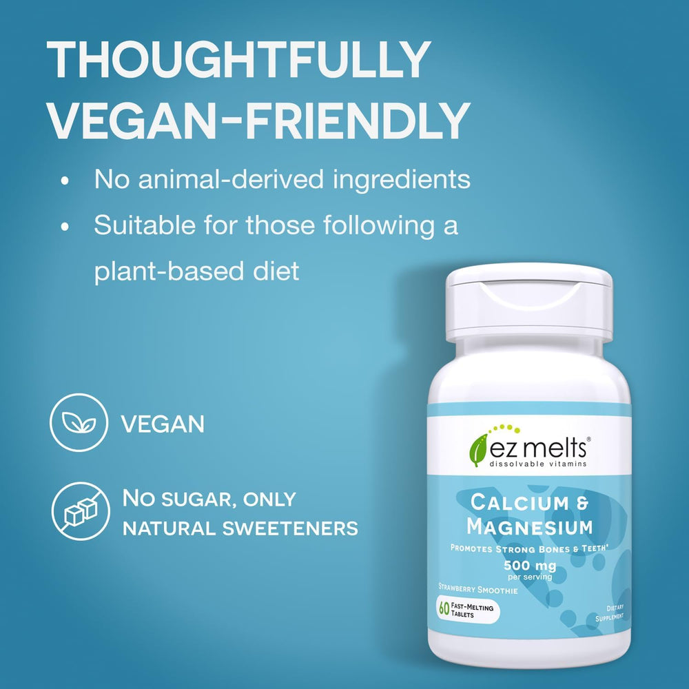 Strawberry-flavored sugar-free calcium magnesium with vitamin D3 label