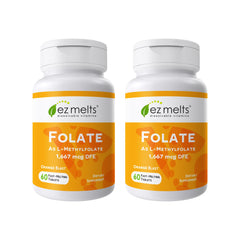 EZ Melts dissolvable folate tablet dissolving on the tongue