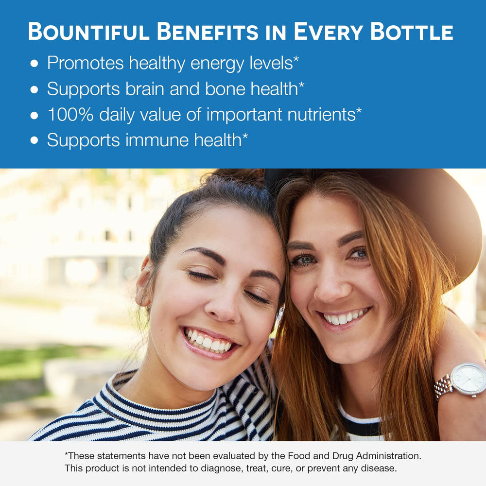 Graphic showing key nutrients: vitamins A, C, D3, E, zinc and B-complex with biotin