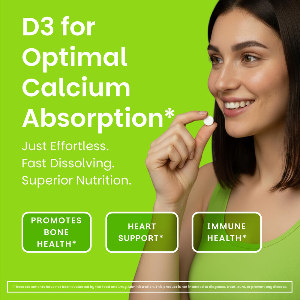 Sugar-free Vitamin D3 melts with green apple flavor