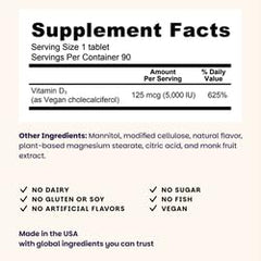 Back label showing dosage and ingredients