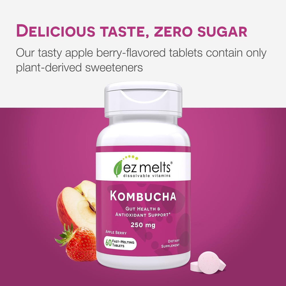 Apple Berry flavor kombucha tablet with ingredients