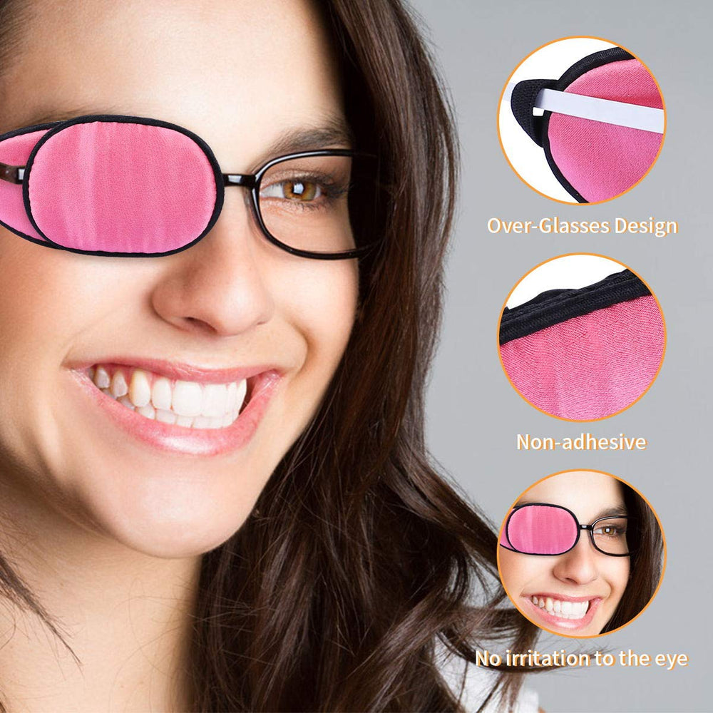 Non-adhesive silk eye patch for glasses, breathable over-glasses design