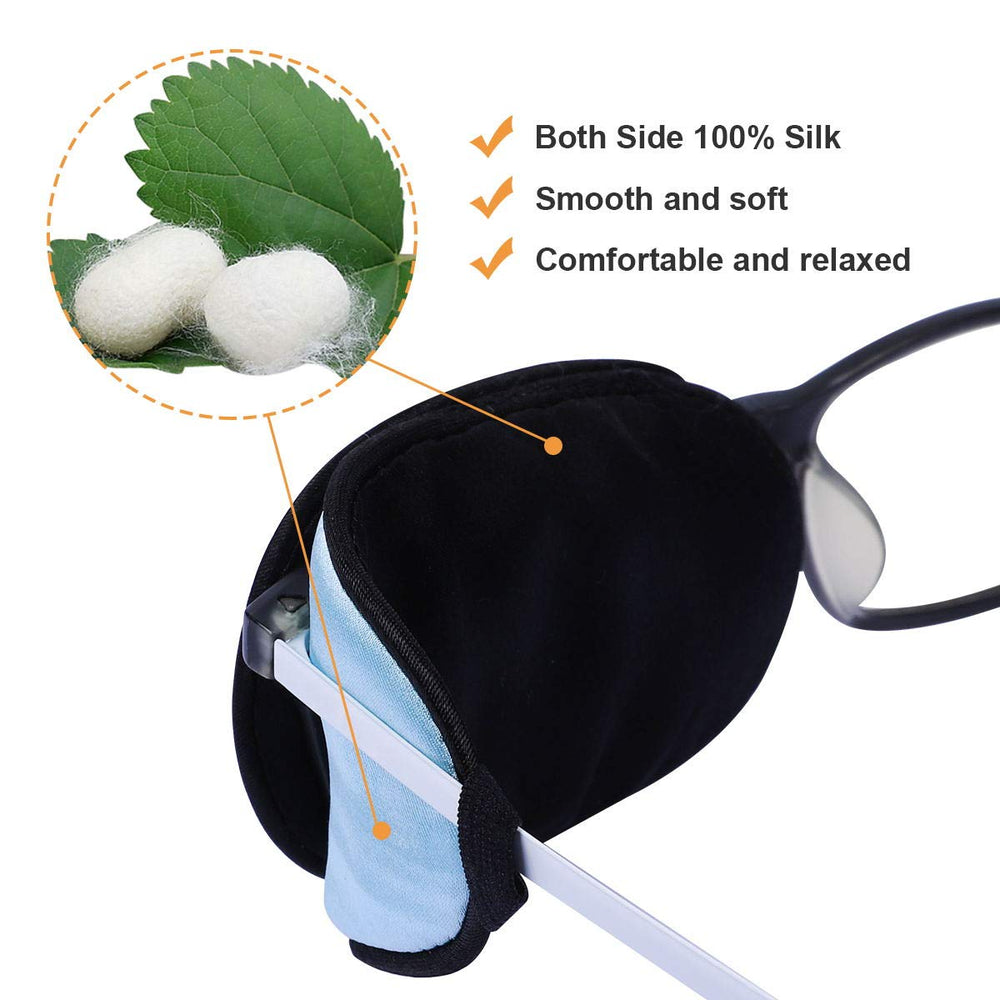 Eye patch worn over glasses for a secure fit