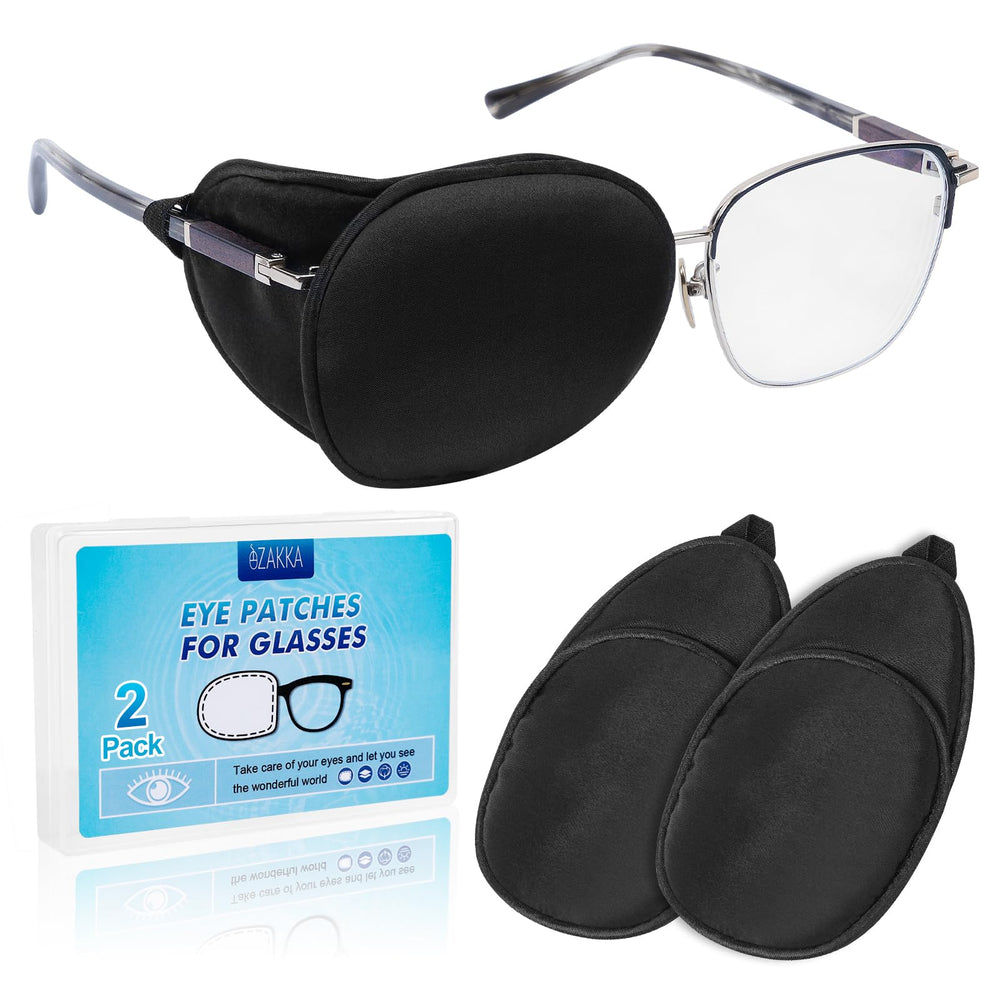 eZAKKA wide-version eye patch over glasses in black on adult frame