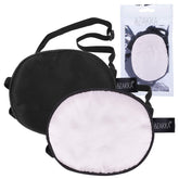 eZAKKA silk eye patches in black and pink laid flat