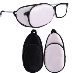 eZAKKA Eye Patches for Adults and Kids in light pink and black, front view