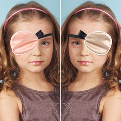 Black and navy silk eye patch with star design for right eye