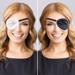 Black polka dots silk eye patch front view