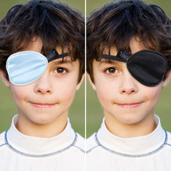 Black silk eye patch with adjustable elastic strap
