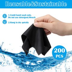 Close-up of microfiber cloths cleaning screens