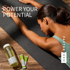 FACTOR FORM Hydration Boost mixing with water in a glass