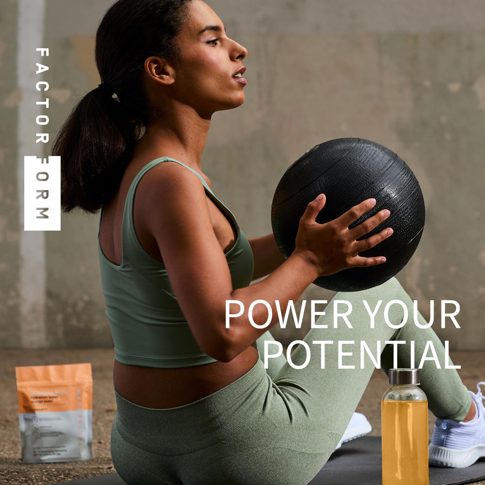Factor Form Hydration Boost passionfruit-guava packet with energy ingredients for active days.