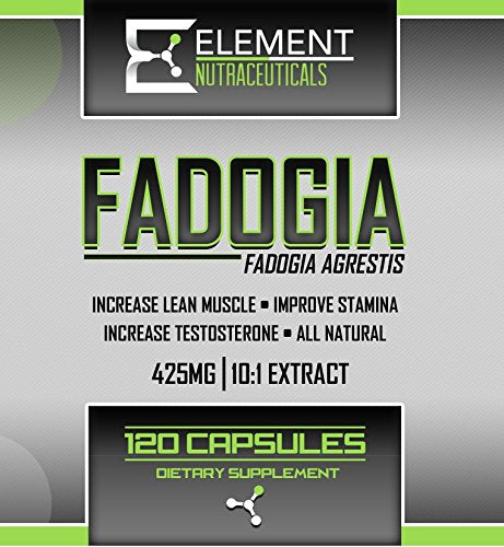 Close-up of 10:1 Fadogia Agrestis extract label on supplement bottle