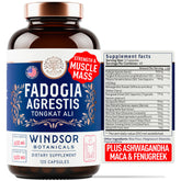 Bottle of Fadogia Agrestis and Tongkat Ali supplement with 120 capsules