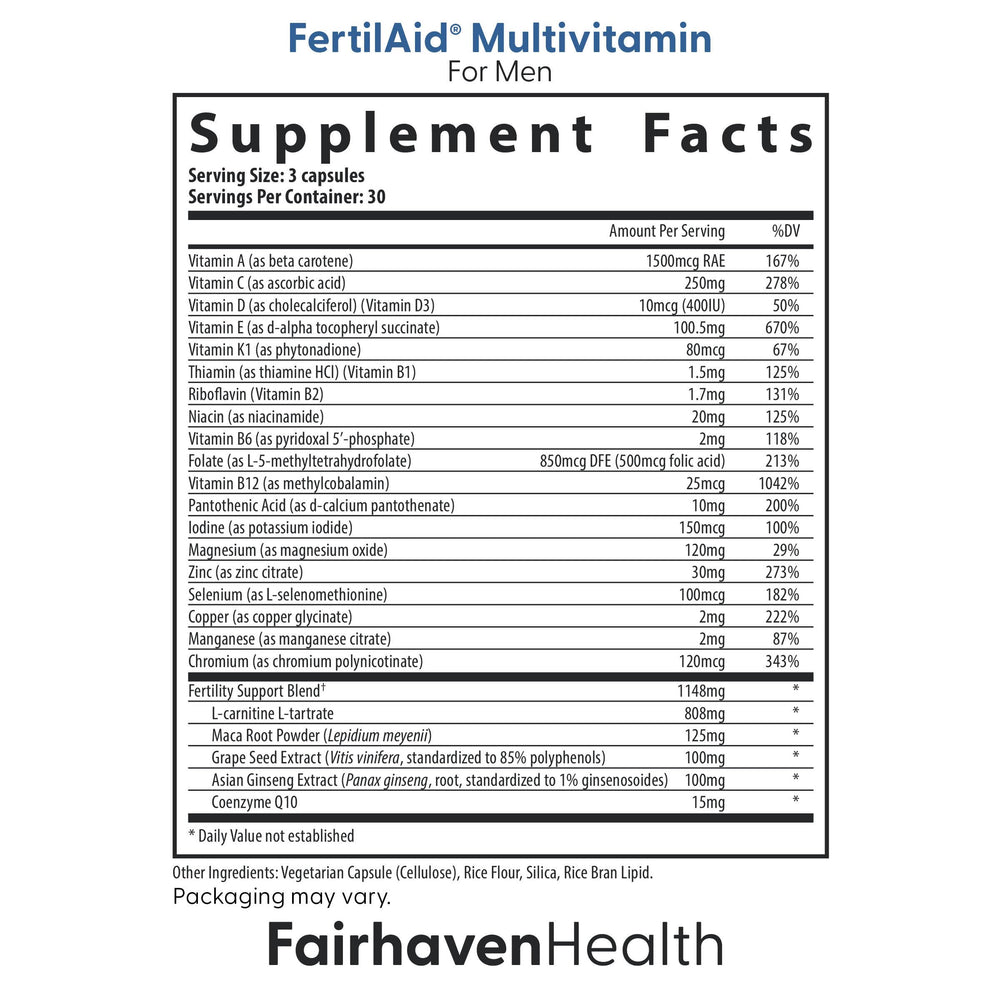 FertilAid for Men multivitamin bottle