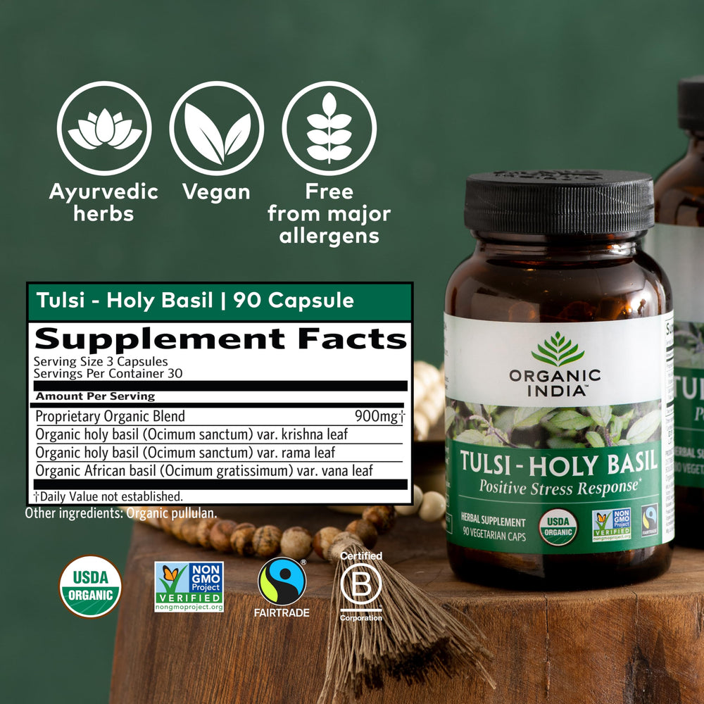 Fairtrade and organic certification on Tulsi capsules