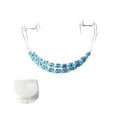 Front view of light blue fake braces kit for dental education