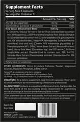 Falcon Power 90-pill bottle label and packaging